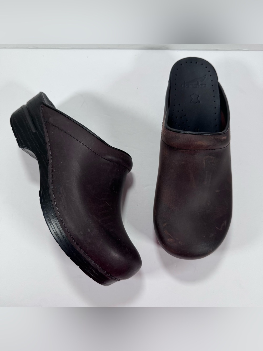 Dansko Sonja Antique Brown Oiled Leather Slip On Comfort Mule Clog Women Size 11